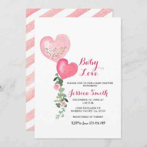 Valentine heart baby shower invitation