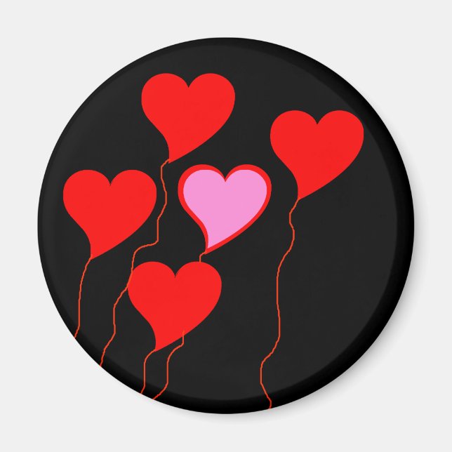 Valentine Heart Balloons Magnet (Front)
