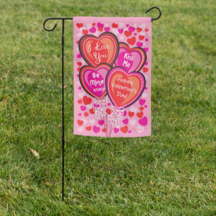 Valentine Heart Balloons Reversible Garden Flag