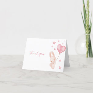 Valentine Heart Bunny Baby Shower Thank You Card