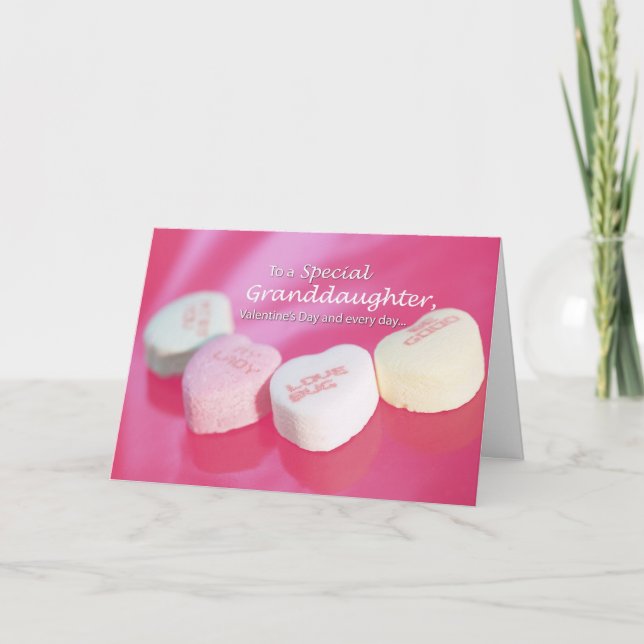 Valentine Heart Candy Granddaughter Holiday Card (Front)