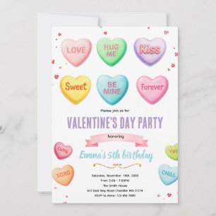 Valentine heart candy party invitation