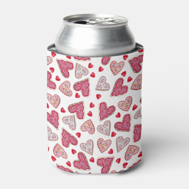 Valentine Heart Cookies Pattern Can Cooler (Can Front)