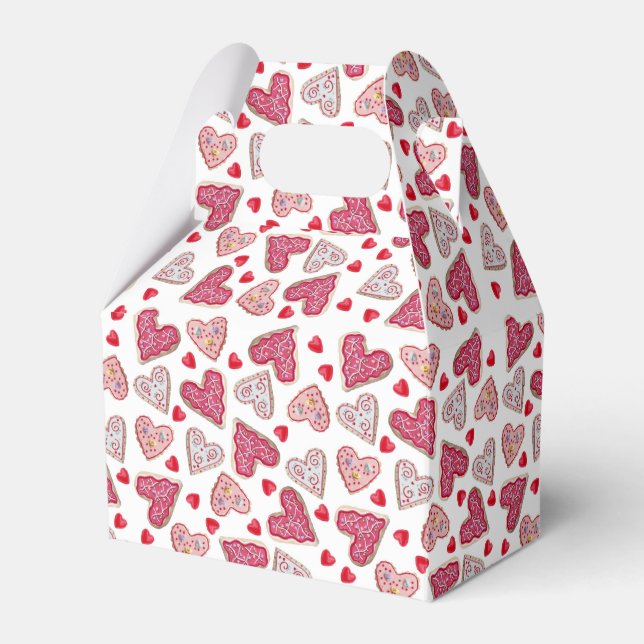 Valentine Heart Cookies Pattern Favor Boxes (Front Side)