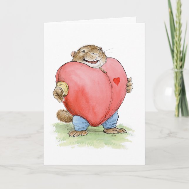 Valentine Heart Costume Muskrat Card (Front)