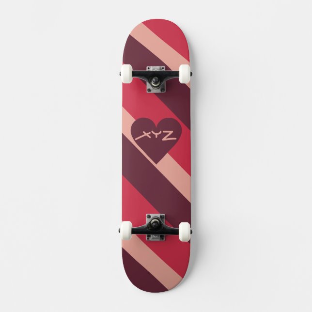 Valentine Heart custom monogram skateboards (Front)