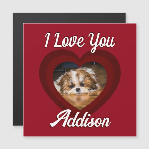 Valentine heart dog love Custom photo name on red