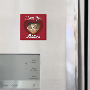 Valentine heart dog love Custom photo name on red Magnet