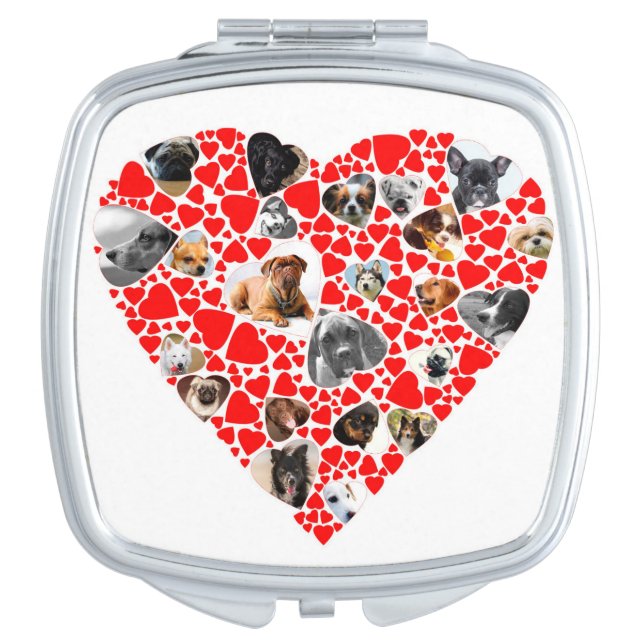 Valentine Heart Dog Photo Collage compact mirror (Front)