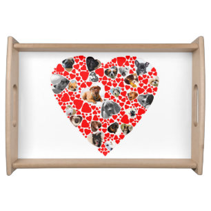 Valentine Heart Dog Photo Collage serving tray