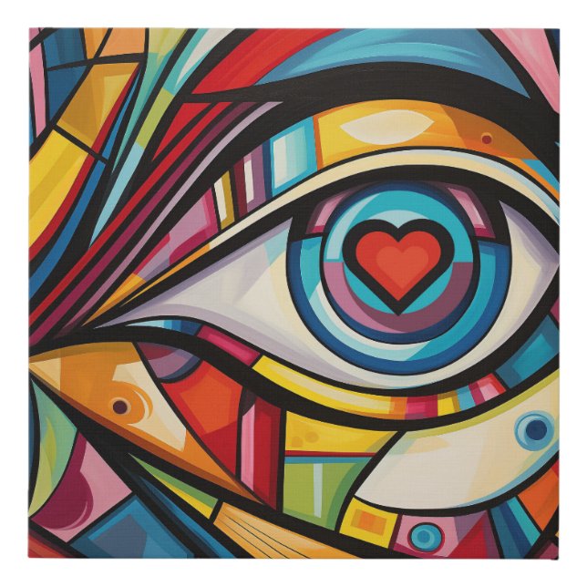 Valentine Heart Eye Abstract Art Faux Canvas Print (Front)