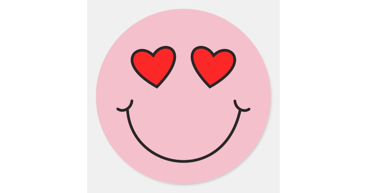 Valentine Heart Eyes Emoji Classic Round Sticker