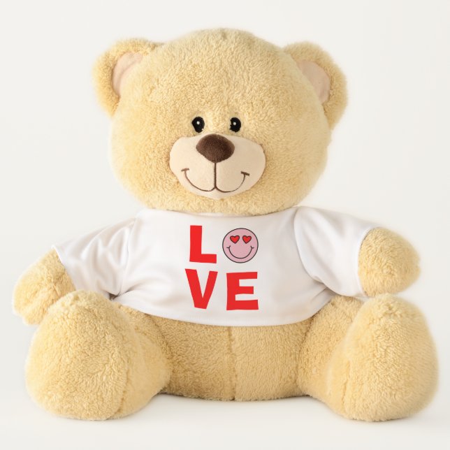 Valentine Heart Eyes Emoji Love Large Teddy Bear (Front)