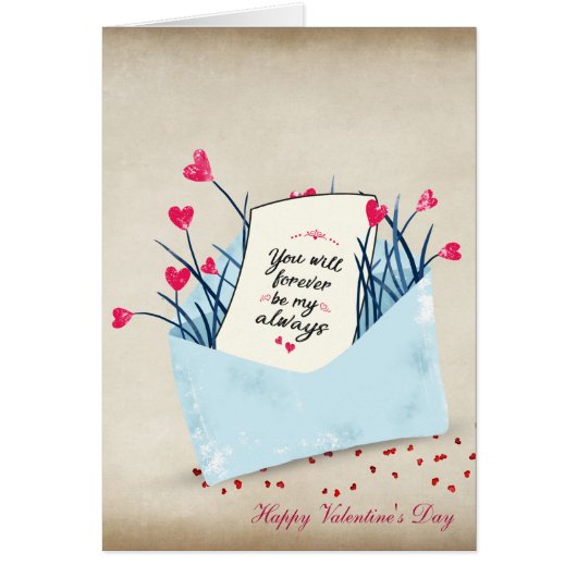 Valentine heart flowers and love verse in envelope (Front)