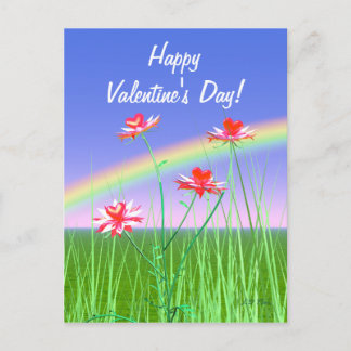 Valentine Heart Flowers Holiday Postcard
