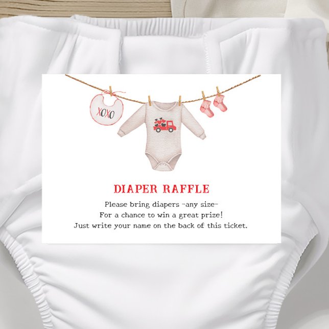Valentine Heart Girl Baby Shower Diaper Raffle Enclosure Card (Creator Uploaded)