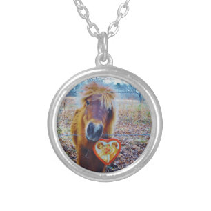 Valentine Heart  Horse Silver Plated Necklace