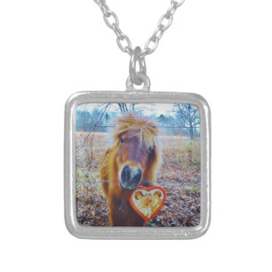 Valentine Heart Horse Silver Plated Necklace