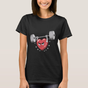 Valentine Heart Lifting Weights Funny Workout T-Shirt