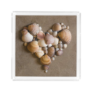Valentine Heart Made with Shells Acrylic Tray