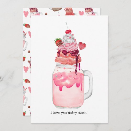 Valentine Heart Milkshake I Love You Pun Card