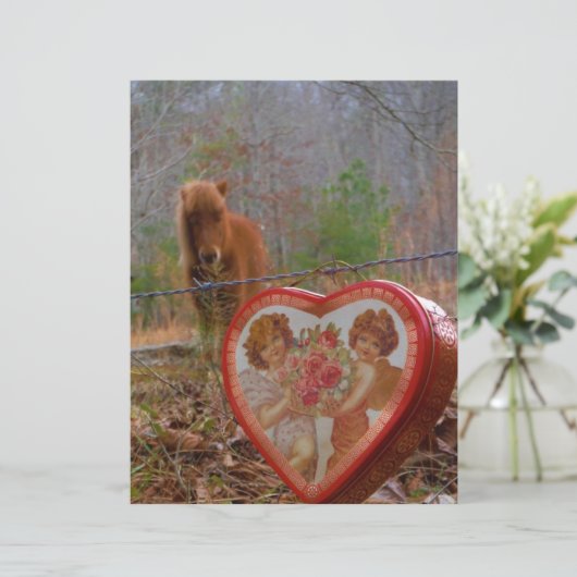 Valentine Heart Miniature brown Horse (Standing Front)
