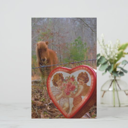 Valentine Heart Miniature brown Horse (Standing Front)