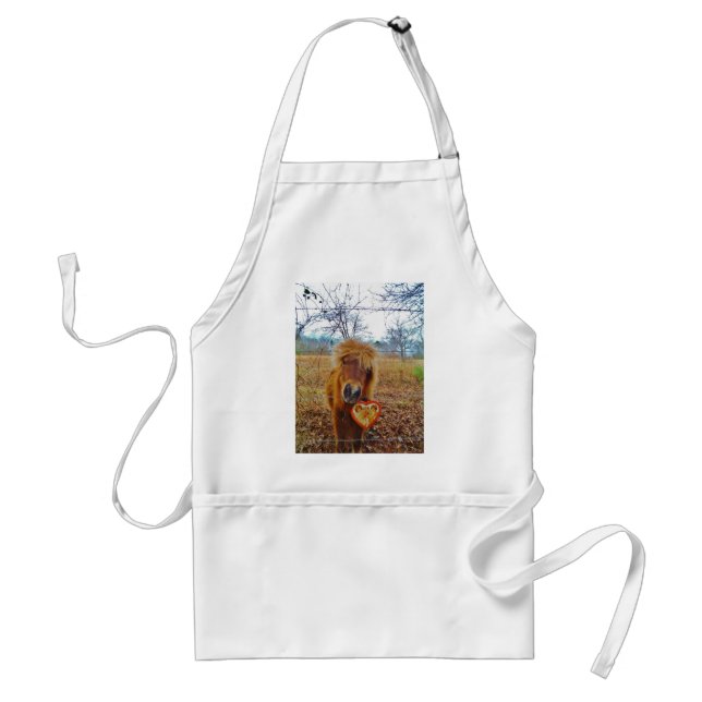 Valentine Heart  Miniature brown Horse Adult Apron (Front)