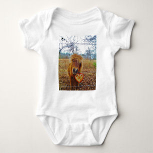 Valentine Heart Miniature brown Horse Baby Bodysuit
