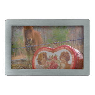 Valentine Heart Miniature brown Horse Belt Buckle