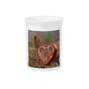 Valentine Heart Miniature brown Horse Beverage Pitcher