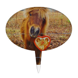 Valentine Heart Miniature brown Horse Cake Topper