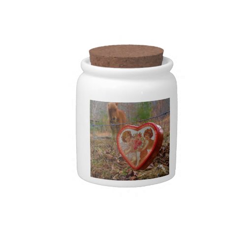 Valentine Heart  Miniature brown Horse Candy Jar