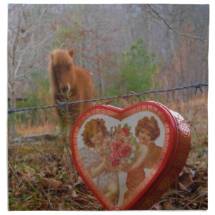 Valentine Heart Miniature brown Horse Cloth Napkin