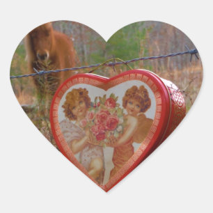 Valentine Heart Miniature brown Horse Heart Sticker