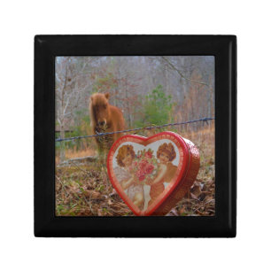 Valentine Heart Miniature brown Horse Keepsake Box