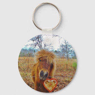 Valentine Heart Miniature brown Horse Keychain