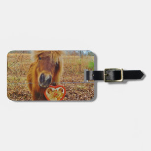 Valentine Heart Miniature brown Horse Luggage Tag