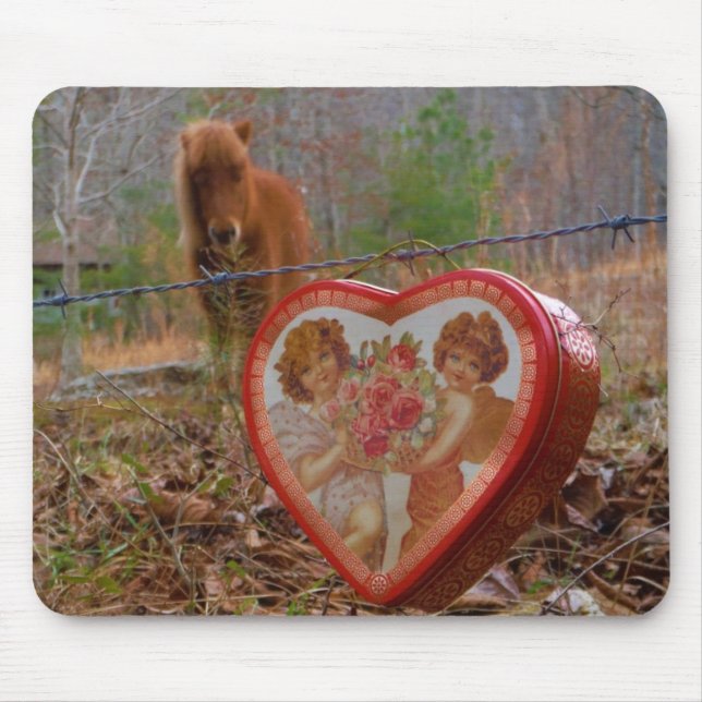 Valentine Heart  Miniature brown Horse Mouse Pad (Front)