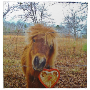 Valentine Heart Miniature brown Horse Napkin