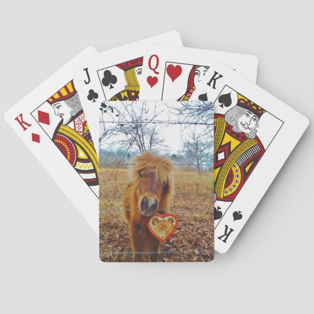 Valentine Heart  Miniature brown Horse Poker Cards (Back)