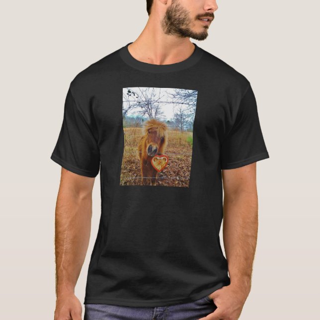 Valentine Heart  Miniature brown Horse T-Shirt (Front)