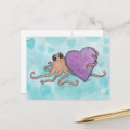 Valentine Heart Octopus Holiday Postcard Zazzle