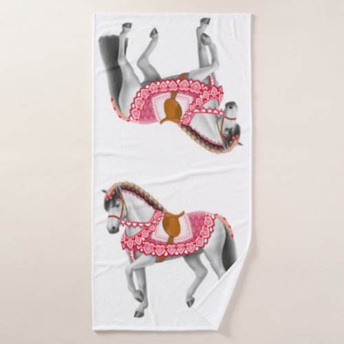 Valentine Heart Parade Horse Bath Towel