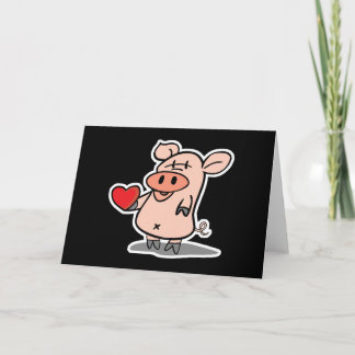 valentine heart piggy holiday card