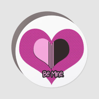 Valentine Heart Pink and Black Be Mine Car Magnet