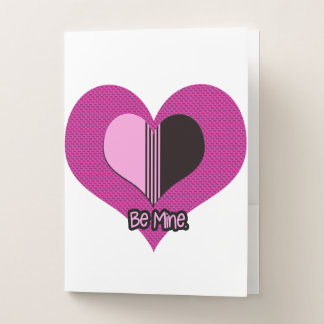 Valentine Heart Pink and Black Be Mine Pocket Folder