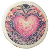Valentine Heart Pink Love Flowers Ornaments  Sugar Cookie (Front)
