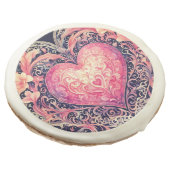 Valentine Heart Pink Love Flowers Ornaments Sugar Cookie (Angled)