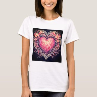 Valentine Heart Pink Love Flowers Ornaments 